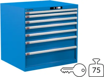 Produktbild von Lista Schubladenschrank - 78.686.010 - 850x870x725 mm (HxBxT) - 7 Schubladen - 75 kg - Key Lock - lichtblau (RAL 5012)