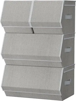 Produktbild von Stapelbare Stoffenboxen mit Metall und magnetischen Verschlüssen grau