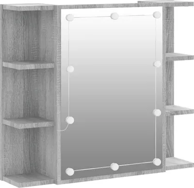 Produktbild von vidaXL Spiegelschrank mit LED Grau Sonoma 70x16,5x60 cm