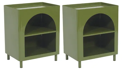 Produktbild von 2er-Set Nachttisch mit Stauraum - Metall - Grün KITAKO