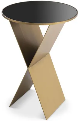 Produktbild von Casa Padrino Luxus Beistelltisch Messingfarben / Schwarz Ø 50 x H. 70 cm - Runder Edelstahl Tisch mit Glasplatte - Wohnzimmer Möbel - Luxus Kollektion
