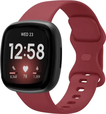 Produktbild von Strap-it Fitbit Sense 2 Silikon Armband Classic (Weinrot) - Große: L