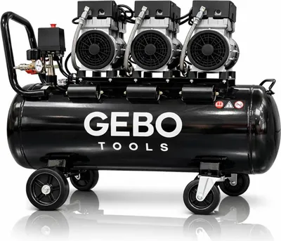 Immagine prodotto di Compressore aria 220 V - compressore silenziato 8 bar - con capacità del serbatoio di 70 litri - senza olio, oil free - per utensili pneumatici, Gebo Tools