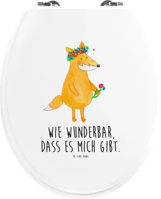 Produktbild von Mr. & Mrs. Panda Klo-Deckel Fuchs Blumen - Weiß - Geschenk, Selbstbewusst, Toilettendeckel, Boho, WC Sitz, Liebe, WC-Sitz, Ich, Klodeckel