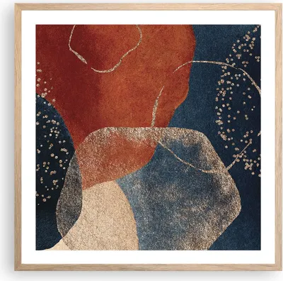 Produktbild von Gerahmtes Poster - Rahmen in heller Eiche - Die Farben Formen Geometrie - 60x60 cm - Wand Bild - Wanddeko - Wandbilder - Kunstposter - Wandposter - Bilderrahmen - Bilder - Kunstdruck - P2NAC60x60-5098