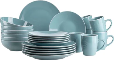 Produktbild von Mäser 931770 Kombiservice Elissa für 6 Personen, Steinzeug, türkis (1 Set, 24-teilig)