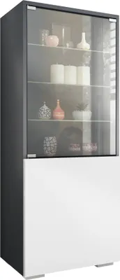 Produktbild von Vladon Vitrine Granada, Germany, Vitrinenschrank mit Glastür und Glaseinsatz, Anthrazit matt/Weiß matt (50 x 122,5 x 34,5 cm)