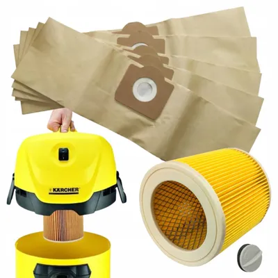 Produktbild von K&M 5x Filterbeutel & Luftfilter für Kärcher WD3