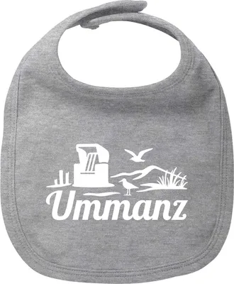 Produktbild von Huuraa Baby Lätzchen Ummanz Strandmotiv Heather Grey Klettverschluss  Baumwolle Latz Geschenkidee
