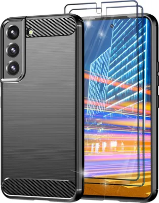 Immagine prodotto di Custodia carbon look per Samsung Galaxy S23, 2x vetro protettivo per lo schermo, nero opaco