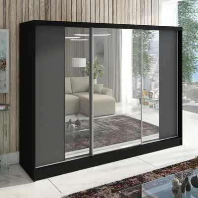 Produktbild von Schwebetürenschrank  VIDA   3-türiger Kleiderschrank mit 3 Spiegeln, 3 Schubladen und Kleiderstangen – Funktionalität und Eleganz!