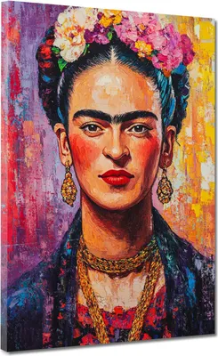 Produktbild von Frida Kahlo Pop Art Portrait bunt Leinwandbild Wandbild Kunstdruck XL Wanddeko: 105x140x4cm