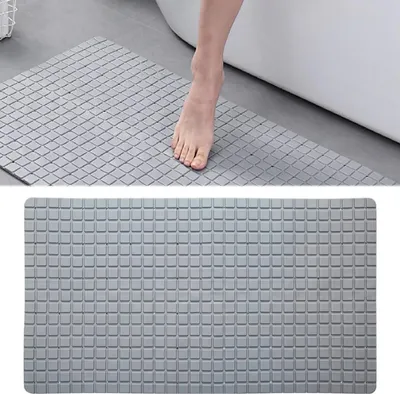 Produktbild von STILVORA Badematten 40x70cm, Rutschfeste Badematte, Badematte kariert Grau, Ablauflage Badezimmer mit Saugnäpfen, komfortable Badematte