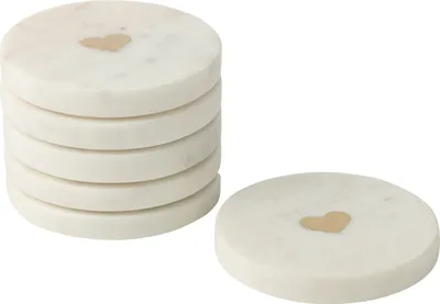 Produktbild von J-Line Set Von 6 Untersetzer Marmor Weiss