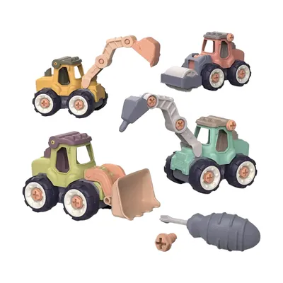 Produktbild von Bitey - Komplettset mit 4 funktionierenden Fahrzeugen - Pädagogisch - Montessori - Spielzeug - Sensorisches Spielzeug - Entwicklung - Kind - Pädagogisch - Kinderspielzeug - Spielzeug 3 Jahre alt