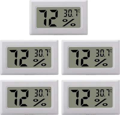 Produktbild von INF Mini-Digital-Hygrometer / Thermometer 5er-Pack Weiß