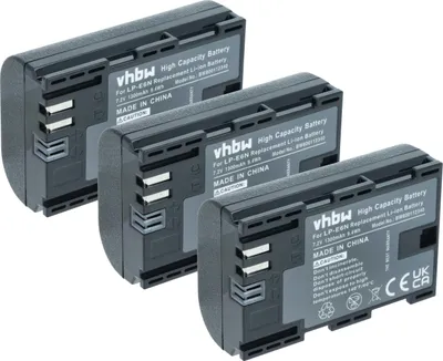 Produktbild von vhbw 3x Akku kompatibel mit Canon EOS 5DS, 5DS R, 60D, 6D Mark II, 5D Mark III, 5D Mark IV, 6D, 5D Mark II, 60Da Kamera (1300 mAh, 7,2 V, Li-Ion), Infochip