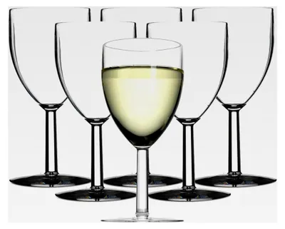Produktbild von Set von 6 Weißweingläsern, 200 ml, Kunststoffgläser für Outdoor-Aktivitäten, leicht und transparent