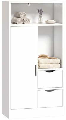 Immagine prodotto di HOMCOM Mobile Bagno Slim con Cassetti, Scomparti Aperti, Bianco