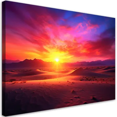 Produktbild von Leinwandbild Sonnenuntergang-Landschaft 120x80 Feeby Violett bild für die wand bereit zum aufhängen