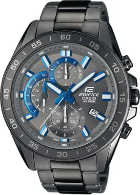 Produktbild von Casio Herren Armbanduhr Edelstahl Schwarz EFV-550GY-8AVUEF, 47 mm Breite, 12 mm Tiefe, 53 mm Höhe, 10 ATM wasserdicht, Chronograph, Datumsanzeige, Mineralglas, Neobrite, 3 Jahre Batterielebensdauer, 6 Jahre Garantie, allergikerfreundlich