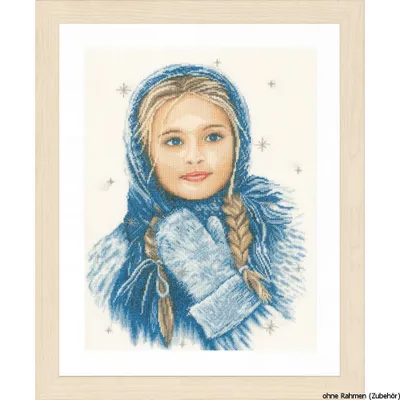 Produktbild von Lanarte Kreuzstichset "Wintermädchen Leinen", Zählmuster