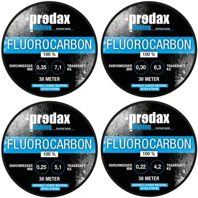 Produktbild von Predax Fluorocarbon Schnur - 4 x 30m (0,22, 0,25, 0,30 und 0,35mm)