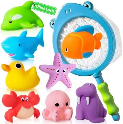Produktbild von Ohne Loch - Badespielzeug Baby ab 1 2 3 4 Jahr, Wasserspielzeug Kinder Badewannenspielzeug Pool Schwimmbad Spielzeug ( Schimmelfreies 9 Stück )