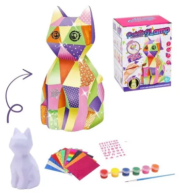 Produktbild von DIY Nachtlicht Katze Bemalen - LED Nachtlicht Bastelset mit Farben ab 5 Jahren