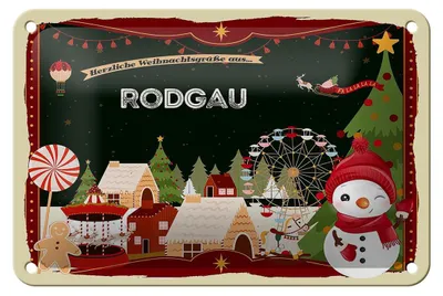 Produktbild von Blechschild Weihnachten Grüße aus RODGAU Geschenk Dekoration  18x12cm