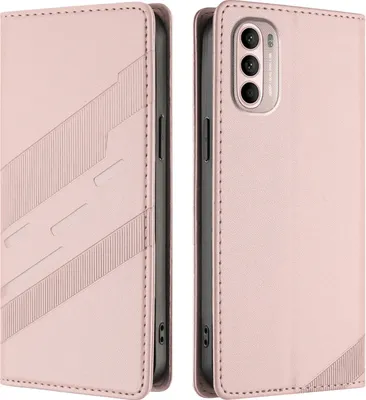 Image de Etui pour Motorola Moto G31/Moto G41 4G, étui portefeuille en cuirPolyuréthaneavec fente pour cartes et fonction stand Rose