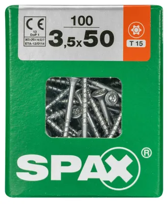 Produktbild von SPAX Universalschraube, Teilgewinde, Senkkopf, T-STAR plus T20, 4CUT, WIROX, 3,5 x 50 mm, 100 Stück