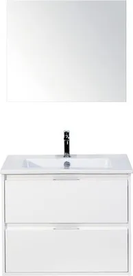 Produktbild von Sanox Badmöbel-Set Porto BxHxT 71 x 170 x 51 cm Frontfarbe weiß mit Waschtisch Keramik weiß, Waschtischunterschrank und