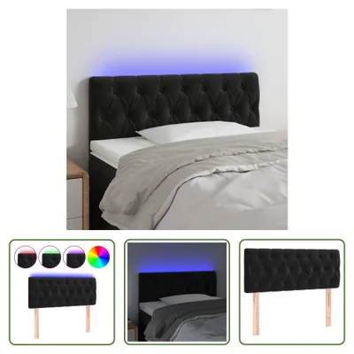 Produktbild von The Living Store LED Kopfteil Schwarz 100x7x78/88 cm Samt