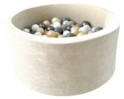 Produktbild von Monio for Kids - Cremefarbener Trockener Bällebad aus Velvet mit 200 Bällen 40cm