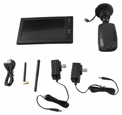 Obrázek produktu pro Bezdrátový kamerový systém s DVR a rozlišením 720p, 7palcovým LCD monitorem, ručním/cyklickým nahráváním videa, nočním viděním s fotografickým režimem a dosahem přenosu 30 m