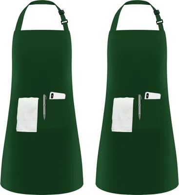 Produktbild von 2 Stücke verstellbare Schürze mit 2 Taschen, Kochenschürze Küchenschürze für Küche, Restaurant, café