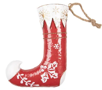 Immagine prodotto di Clayre & Eef Decorazione natalizia Calza di Natale 26x8x35 cm Rossa Metallo