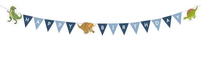 Produktbild von Girlande Happy Birthday Dinosaurier blau 180 cm - Einheitsgröße