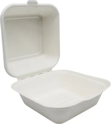 Produktbild von Hamburgerbox, Zuckerrohr, weiß, 15,5x15,5x8,5cm