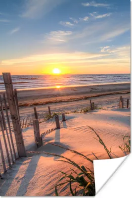 Produktbild von MuchoWow® Poster Strand - Meer - Düne - Sonnenuntergang - Landschaft 120x180 cm - Kunstposter