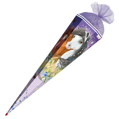 Produktbild von Schultüte / Zuckertüte / 85cm / eckig / "Blumenpferde"