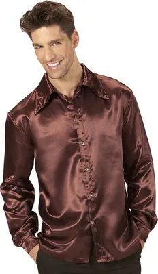 Produktbild von Discohemd 70er Jahre braun Satin S