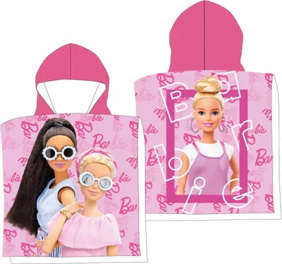 Produktbild von Barbie Kinder-Poncho 100 x 50 cm – Mikrofaser Handtuchponcho für Mädchen