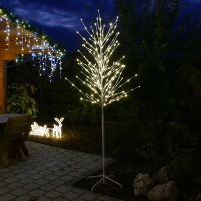 Produktbild von LED-Baum weiß mit 240 LED warmweiß für Weihnachten außen 240 cm hoch
