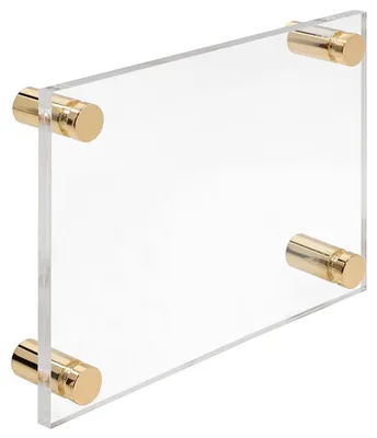 Produktbild von Firmenschild Namensschild Acrylglas DIN A5 – inkl. 4 Messing-Abstandshalter 13×19 mm, Gold Türschild