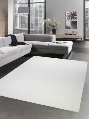 Immagine prodotto di Tappeto moderno da salotto unicolore crema dimensioni - 60x110 cm