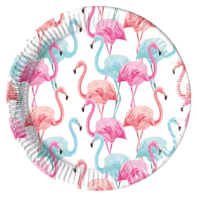 Produktbild von 8 Papp Teller Tropical Flamingo Party
