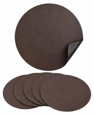 Produktbild von Platzset Kunstleder rund, 2in1 Wende-Tischunterlage, Platzdeckchen Polyurethan38cm Braun/Schwarz 6er Set