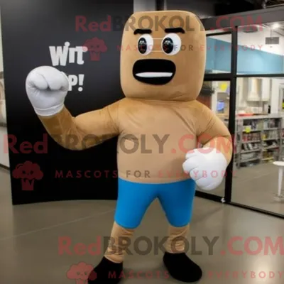 Obrázok produktu pre Maskot spoločnosti REDBROKOLY, znázornený ako boxerská rukavica, oblečený v džínach a rukaviciach